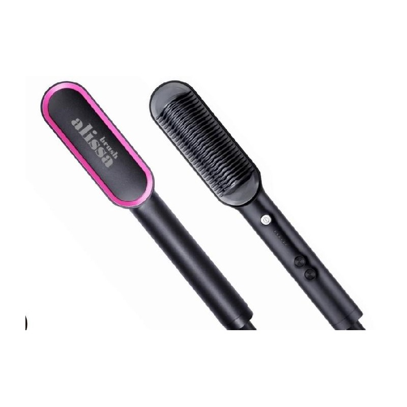 My Hair Cepillo Alisador Electrico Alissa Brush Negro Rosa 2022  Ref. 09004001